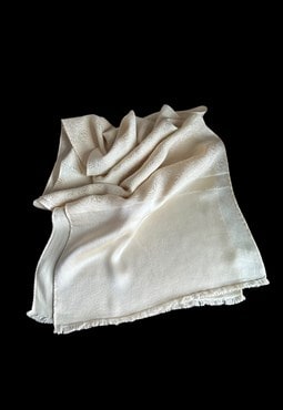 Emilio Carducci Vintage 70's Cream Floral Embossed Scarf