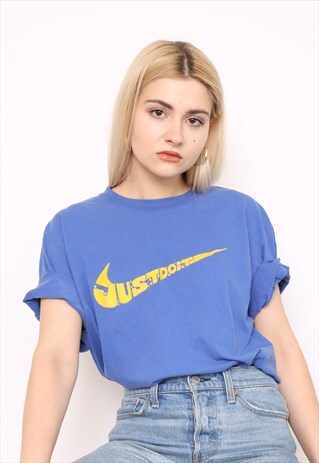 VINTAGE 90S NIKE BLUE YELLOW TOP T-SHIRT