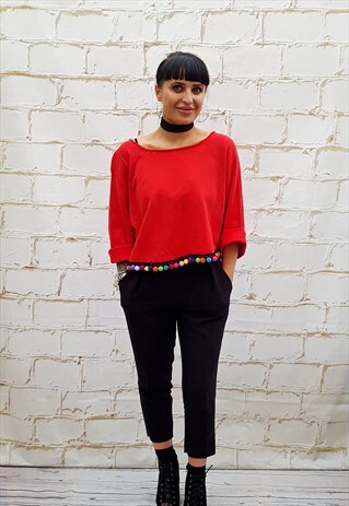 VINTAGE REWORKED RED CROP TOP