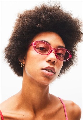 BLONDIE - CLASSIC OVAL MONO-COLOR PINK SUNGLASSES