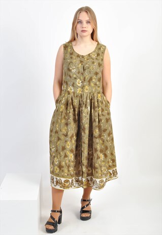VINTAGE 90S SLEEVELESS MAXI DRESS IN FLOWER PRINT