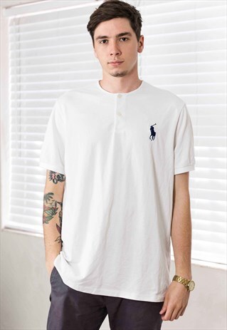 VINTAGE POLO RALPH LAUREN T-SHIRT LOGO 90S XL 7.7