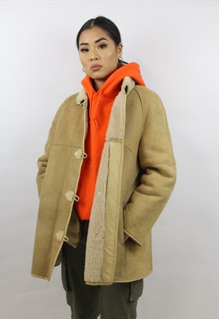 VINTAGE 90'S SUEDE BEIGE DUFFLE COAT