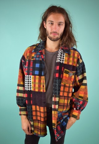 VINTAGE 90'S PATTERNED FLEECE SHIRT