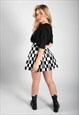 JUSTYOUROUTFIT BLACK CHECK PRINT HIGH WASITED TENNIS SKIRT 