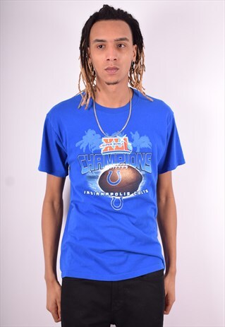 MENS VINTAGE T-SHIRT TOP MEDIUM BLUE 90'S