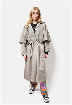 Vintage oversized trench coat for women in grey detective 
