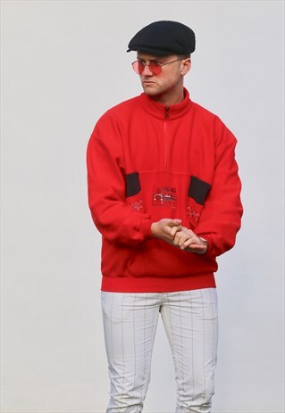 BENGER 1/4 ZIP USA 90S RETRO ALASKA FLEECE