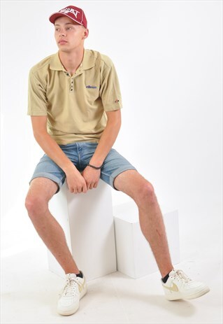 VINTAGE 90'S ELLESSE POLO SHIRT IN BEIGE