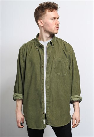 VINTAGE CORDUROY CORD SHIRT GREEN