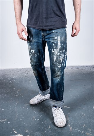 VINTAGE BLUE LEVI'S 501 PAINT JEANS