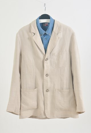 VINTAGE 90S LINEN BLAZER JACKET
