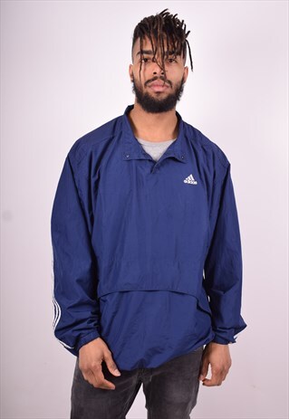 ADIDAS MENS VINTAGE PULLOVER JACKET XXL BLUE 90'S