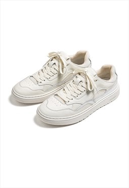Faux leather sneakers contrast trainers retro finish shoes