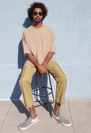 90S OVERSIZE MINIMALIST SPORTSWEAR BROWN SHORT SLEEVE TEE