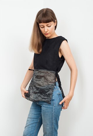 LINEN AND METALLIC FABRIC MINIMAL TOP