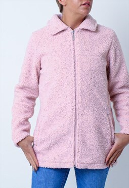 Vintage Pink Full Zip Fleece Jacket Top M