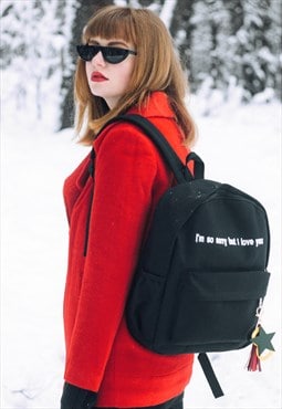 Embroidery Backpack with Tassels