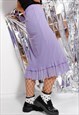 90S GRUNGE Y2K FAIRY LILAC LAVENDER SHEER MESH FRILL SKIRT