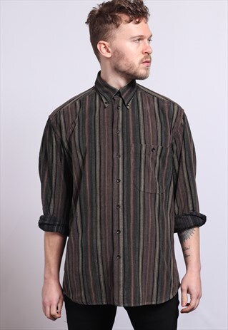 VINTAGE CORDUROY CORD STRIPED SHIRT