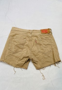 Vintage W33 Levis 501 Denim Shorts In Brown