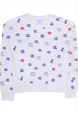 Vintage 90's Champion Sweatshirt Lightweight Crew Neck White