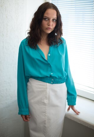 VINTAGE 80'S EMERALD GREEN BLOUSE