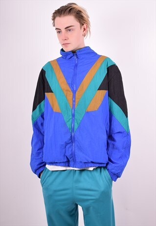 ASICS MENS VINTAGE TRACKSUIT TOP JACKET MEDIUM MULTI 90'S
