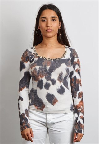 RARE VINTAGE 90'S CAVALLI ANIMAL PRINT LONG SLEEVE T-SHIRT