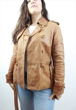 Camel Leather Jacket M