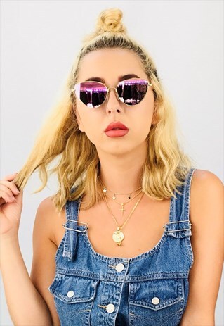 VINTAGE INSPIRED CAT EYE PINK MIRROR SUNGLASSES