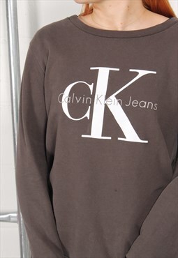 Vintage Calvin Klein Sweatshirt Brown Crewneck Jumper Large