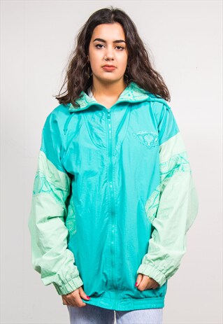 VINTAGE 90'S GREEN FUNKY PATTERN SHELLSUIT JACKET