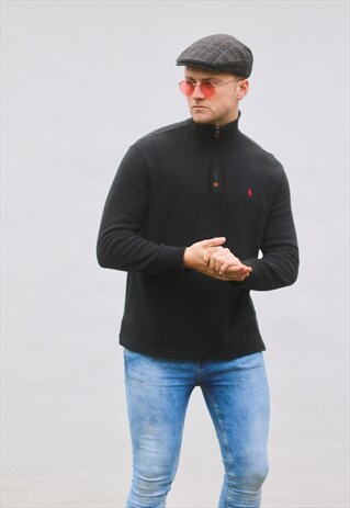 RALPH LAUREN 1/4 ZIP JET BLACK SWEATSHIRT
