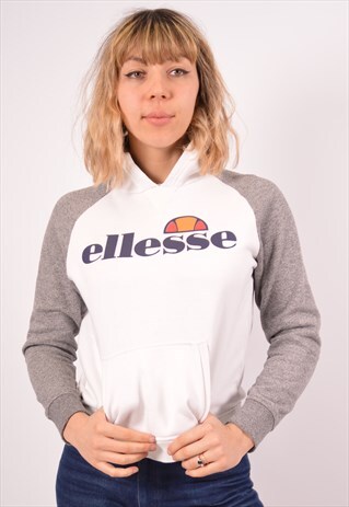 VINTAGE ELLESSE HOODIE JUMPER WHITE