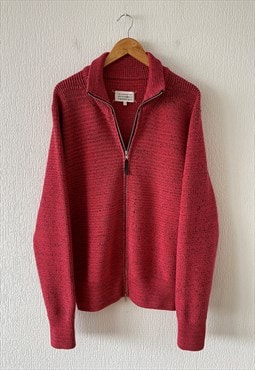 MAISON MARGIELA Sweater Knit Full Zip Cardigan Red