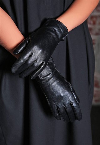 BLACK LEATHER GLOVES/ WOMEN GLOVES