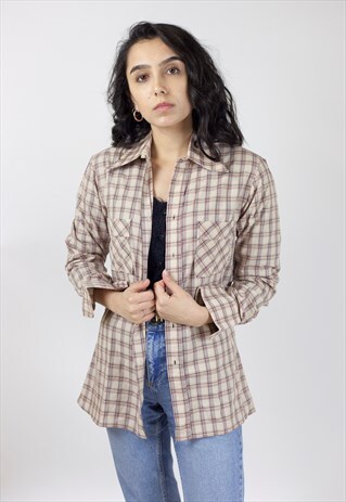 VINTAGE 90'S LIGHT MUSTARD TARTAN SHIRT