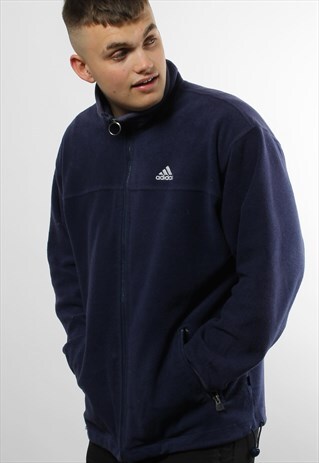 VINTAGE ADIDAS FULL ZIP FLEECE IN NAVY