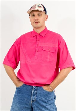 Vintage 90s polo shirt in pink short sleeve men