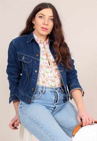 VINTAGE 90S DENIM TRUCKER JACKET IN DARK WASH