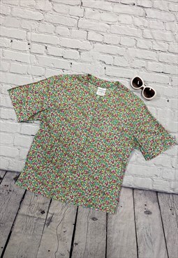 Vintage Floral Short Sleeve Shirt Size 10