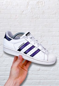 Vintage Adidas Superstars White Purple UK 4