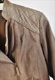 VINTAGE 00S REAL LEATHER BIKER JACKET IN BROWN