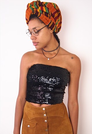 BLACK SEQUENCES BOOB CROP TOP