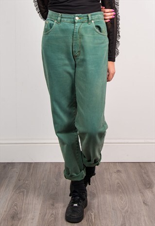 90'S VINTAGE HIGH WAIST GREEN MOM JEANS