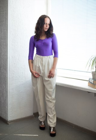 VINTAGE 80'S CREAM HIGH WAISTED TROUSERS