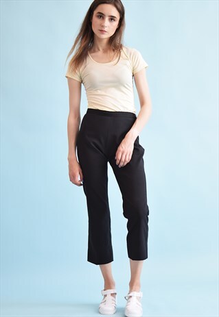 90'S RETRO HIGH WAIST SHORT CUT TAPERED TROUSERS