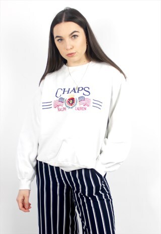 90'S RARE WHITE EMBROIDERED SWEATSHIRT