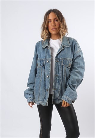 DENIM JACKET OVERSIZED FITTED VINTAGE UK 20 (BF4W)
